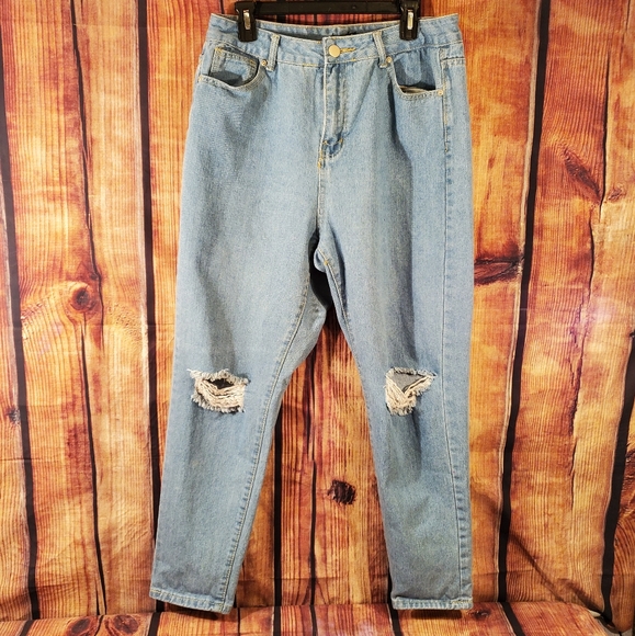 Nasty Gal Denim - ⚡️ NASTY GAL Women's Size 16 Distressed High-Rise Light Blue Denim Jeans